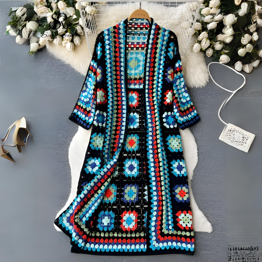 Heidi-Mode | Farbig Lang Strickjacke