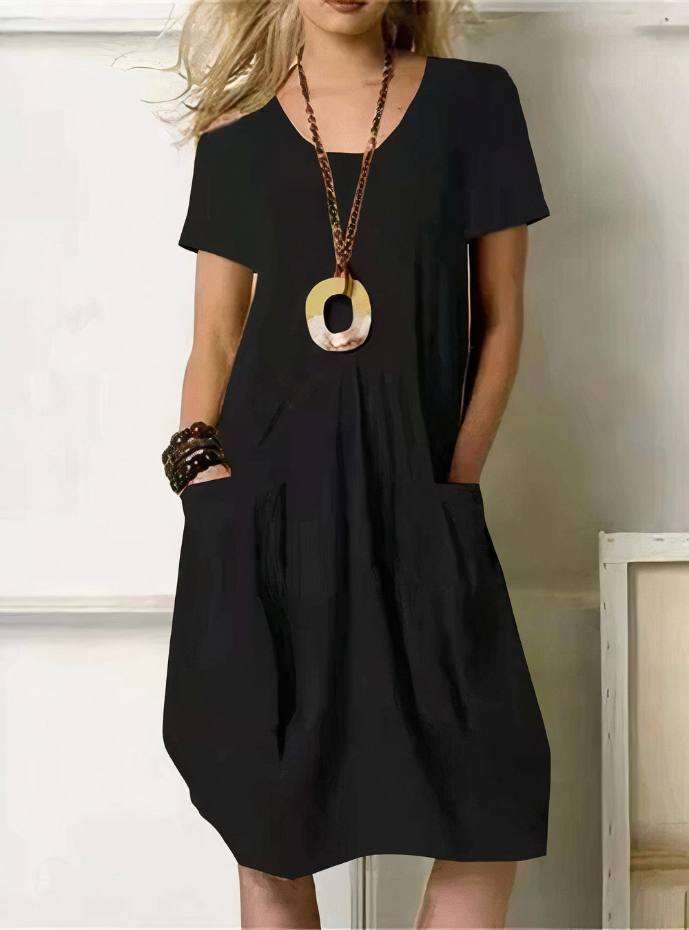 Heidi-Mode | Bauchbedeckendes Midi-Kleid mit Taschen