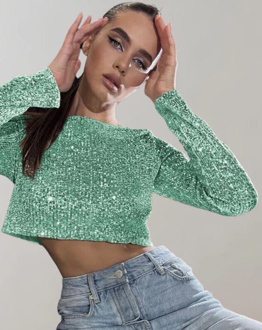 Funkelndes Crop-Top für einen glamourösen Look