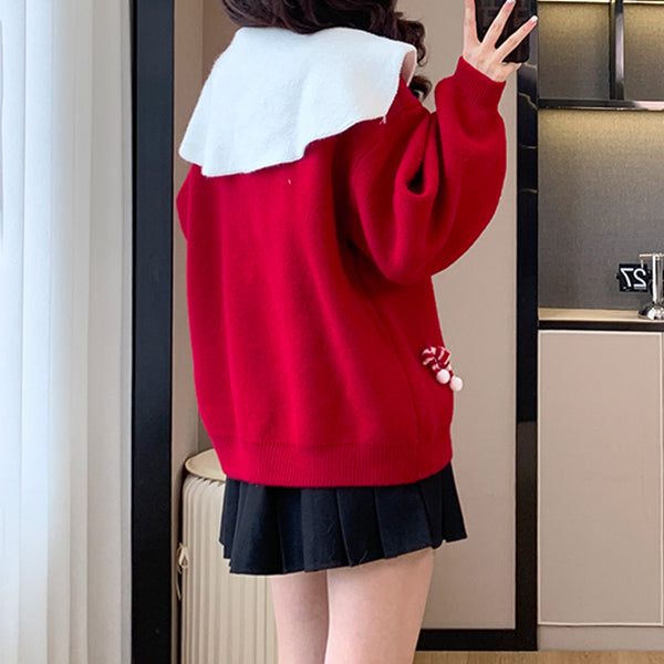 Heidi-Mode | Doll Kragen Weihnachten Neujahr Cartoon Pullover
