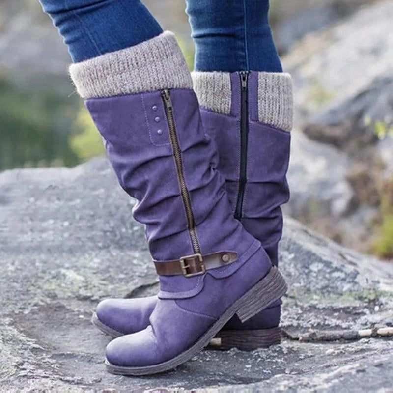 Heidi-Mode | Knielange Vegane Leder Winter Schneestiefel Für Damen Perfekt Für Den Winter