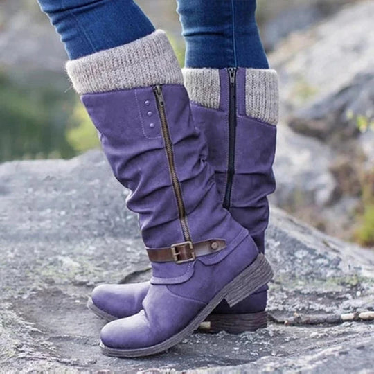 Heidi-Mode | Knielange Vegane Leder Winter Schneestiefel Für Damen Perfekt Für Den Winter