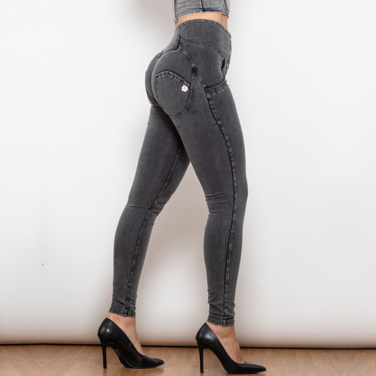 Heidi-Mode | Graue Enge Jeans mit Hoher Taille