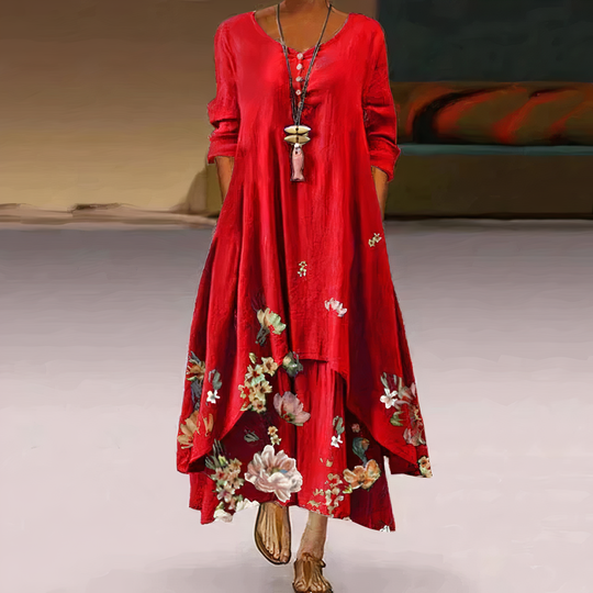 Heidi-Mode | Elegantes Kleid mit Raffinierten Details und Flatternder Schnitt