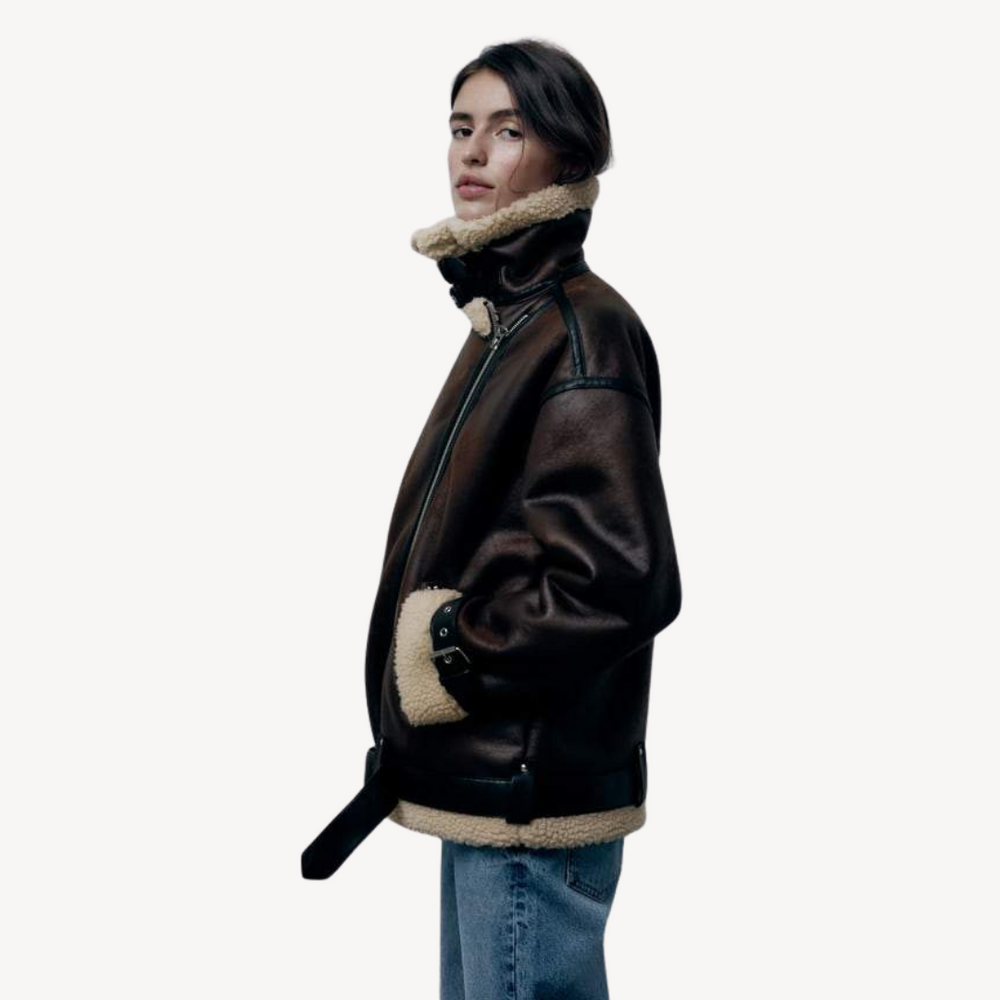 Heidi-Mode | Shearling Bikerjacke für Frauen