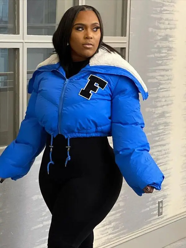 Heidi-Mode | Damen kurze Daunenjacke mit Stehkragen, Reißverschluss und elastischem Bund