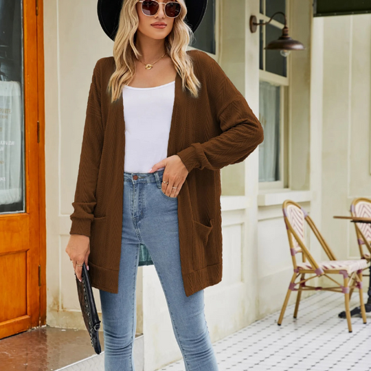Heidi-Mode | Lange Strickjacken Damen Leichtgewicht Strickjacke mit Taschen
