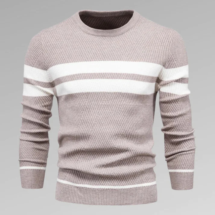 Heidi-Mode | Herren Gestreifter Strick Crew Neck Pullover