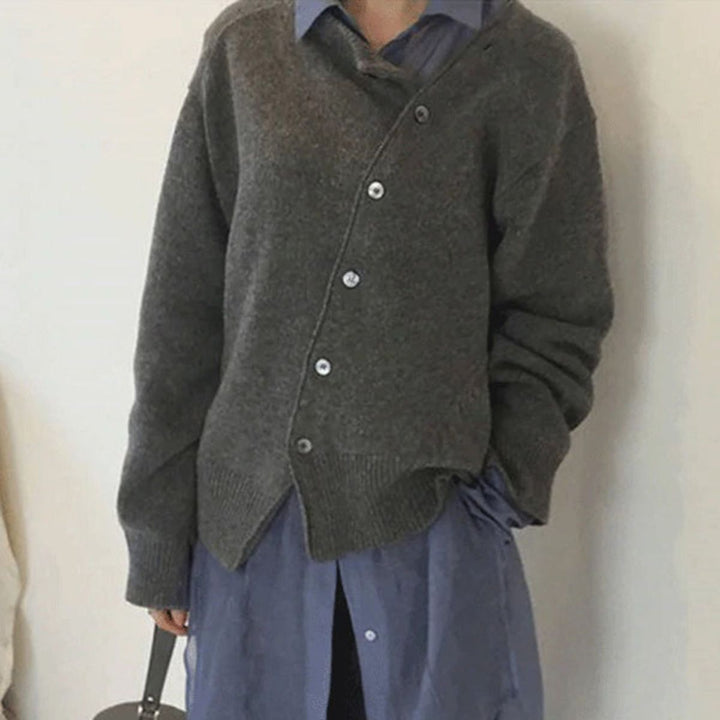 Heidi-Mode | Kaschmir Cardigan mit asymmetrischem Verschluss