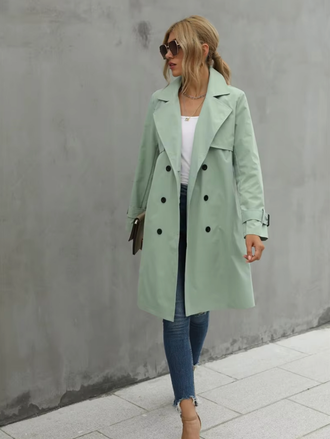 Lässiger Trenchcoat mit langen Ärmeln