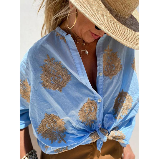 Heidi-Mode | Bluse mit goldenen Details - Elegant & bequem