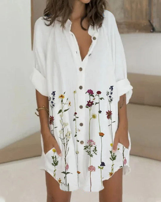 Heidi-Mode | Kleid mit Knopfleiste, Langen Ärmeln und Tasche