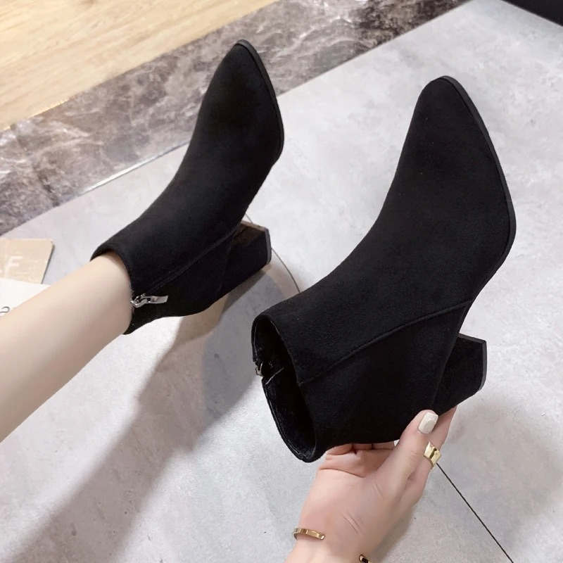 Heidi-Mode | Hochhackige Stiefeletten mit Seitlichem Reißverschluss Damen Stiefeletten