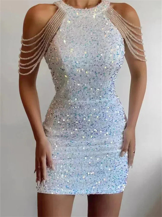 Heidi-Mode | Elegantes Body-Fit Pailletten Glitzerkleid für Frauen