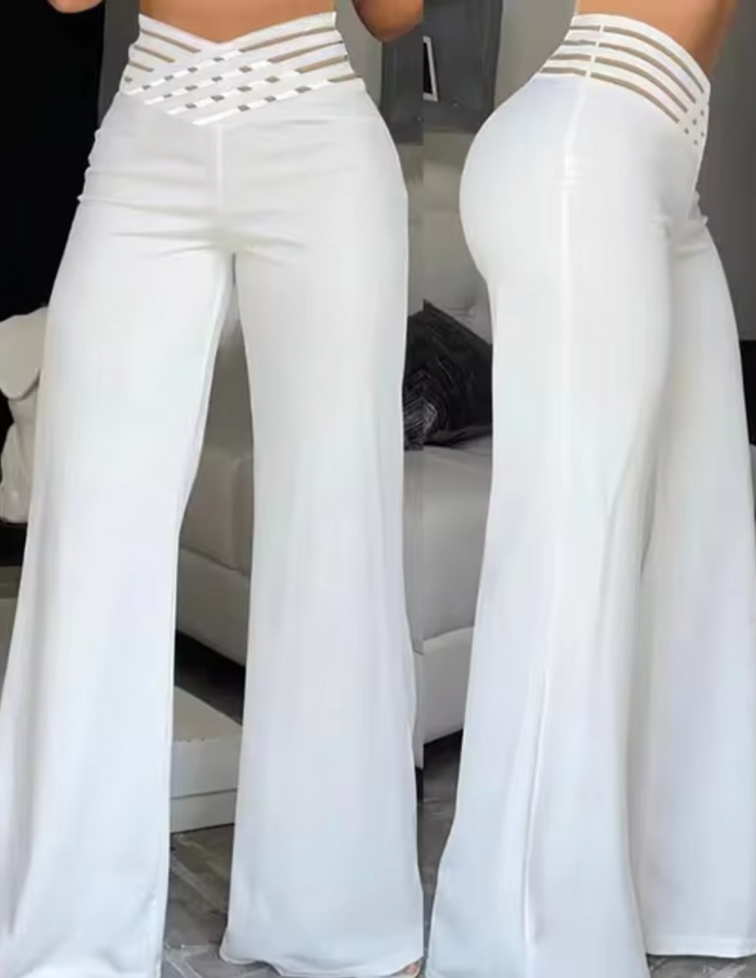 Heidi-Mode | Hochtaillierte Flachbund-Hose mit Überkreuzten Beinen