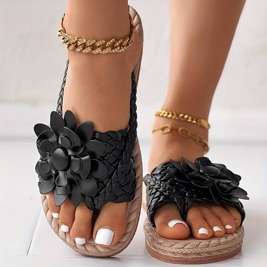 Heidi-Mode | Damen-Sandalen mit Offener Zehenspitze und Eleganten Geflochtenen Riemen