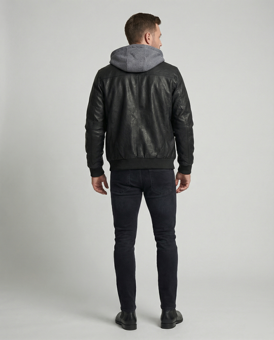 Heidi-Mode | Lederjacke mit Kapuze für Männer