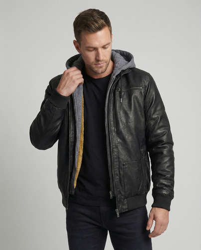 Heidi-Mode | Lederjacke mit Kapuze für Männer