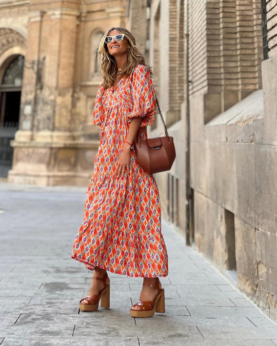 Heidi-Mode - Boho Kleid mit Puffärmeln