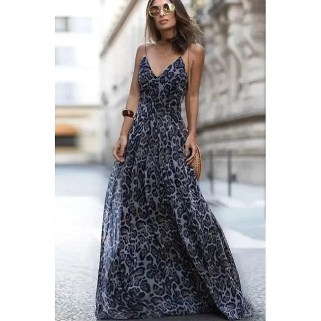 Heidi – Sommerkleid mit Leopardenmuster und V-Ausschnitt