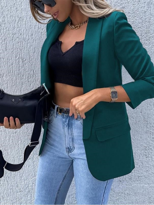 Heidi-Mode | Damen Open Front Blazer, Lange Ärmel, Figurbetonte Passform, Business Lässig