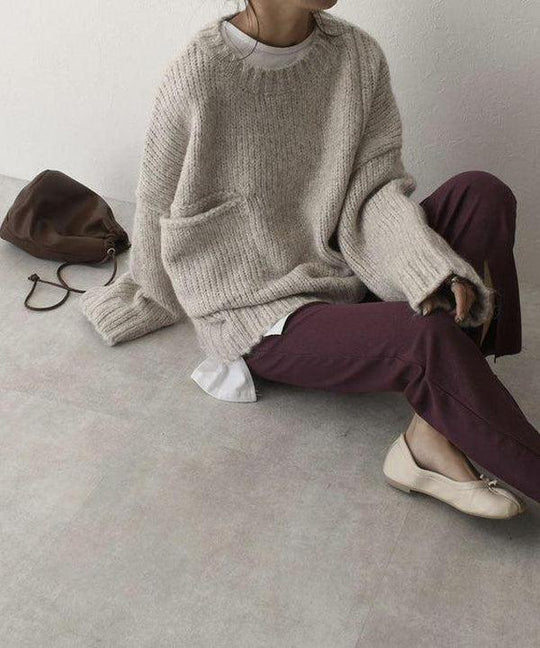 Heidi-Mode | Moderner Strickpullover mit Taschen Ideal für den Winter