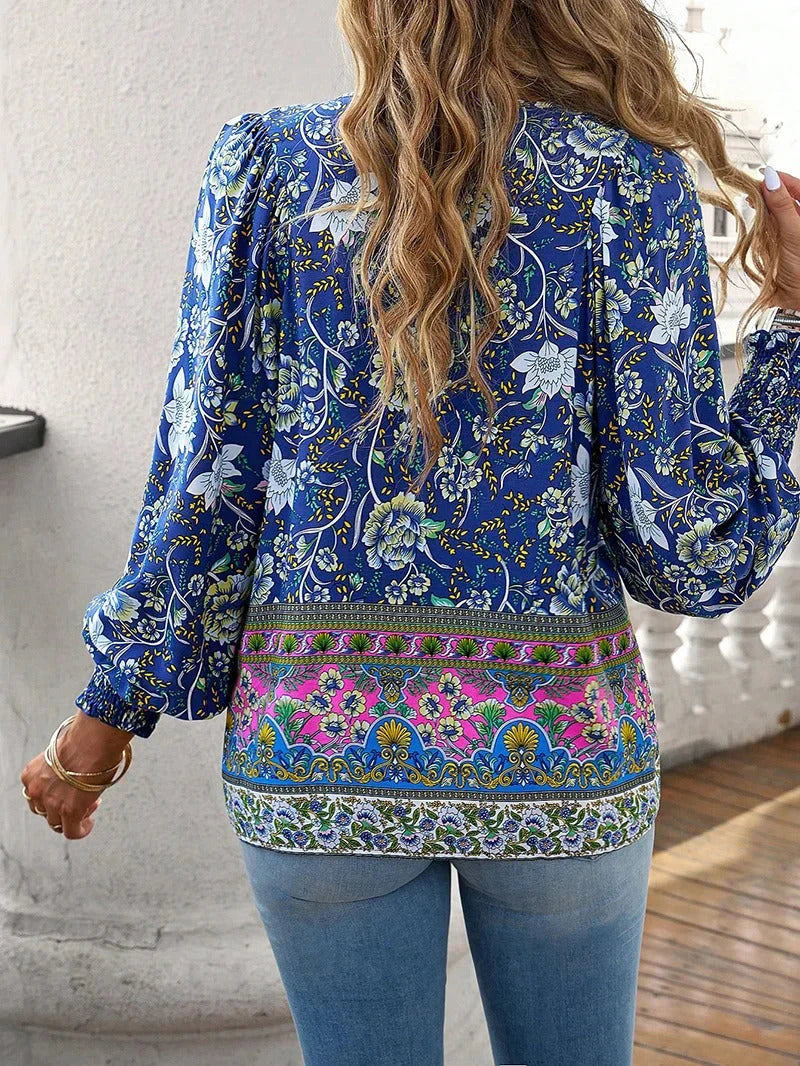 Heidi-Mode | Blumenbluse Mit Langen Ärmeln Für Damen
