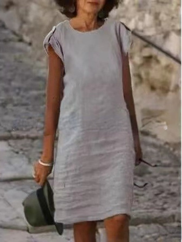 Heidi-Mode | Farbenfrohes Midikleid für Frauen aus Baumwolle, ärmellos mit rundem Ausschnitt