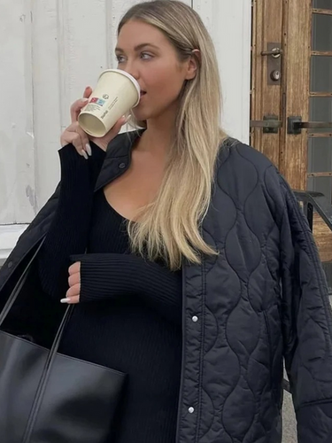 Heidi-Mode | Elegante Langarm-Steppjacke mit Ein-Knopf-Verschluss Ideal für Herbst/Winter