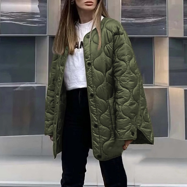 Heidi-Mode | Lässige Rundhals-Steppjacke mit Karomuster und großen Taschen Ideal für Herbst/Winter