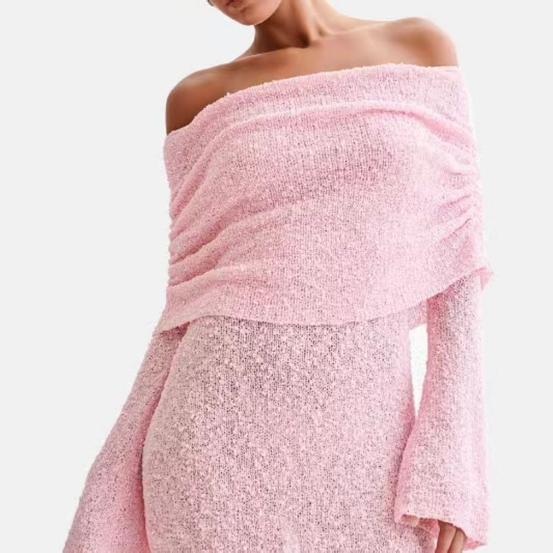Heidi-Mode | Langarm Off Shoulder Kleid mit Ausschnitten und Kurzem Rock