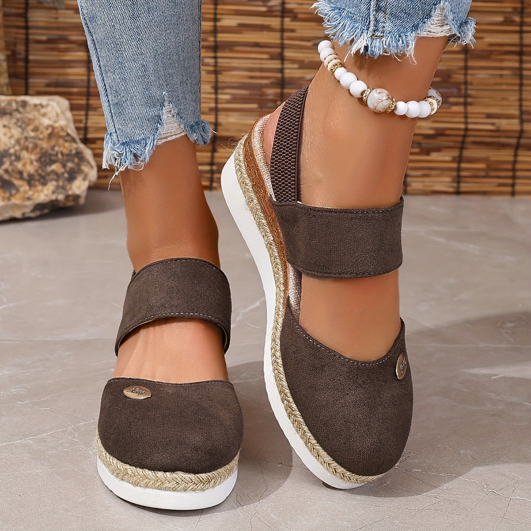 Heidi-Mode | Damen Sandalen Auf Plattform: Rutschfest, Geschlossene Zehe, Elastischer Riemen