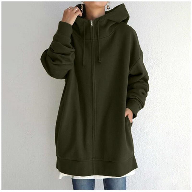 Heidi-Mode | Kuscheliger Fleece-Pullover mit Kapuze und Reißverschluss