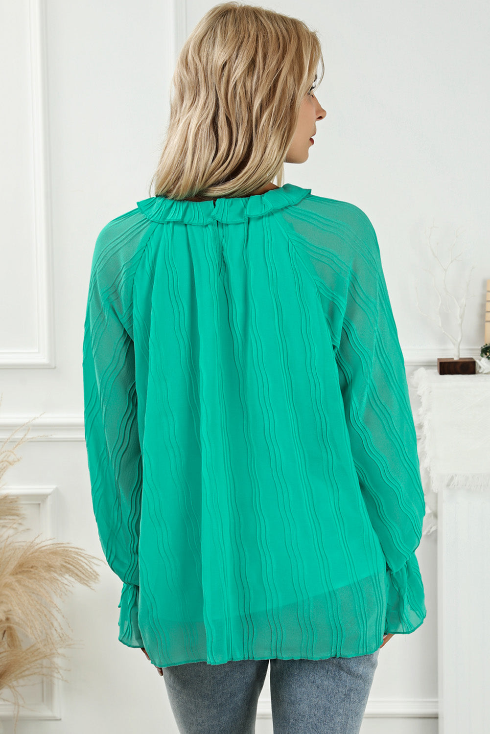 Heidi-Mode | Rundhals Volantärmel Bluse