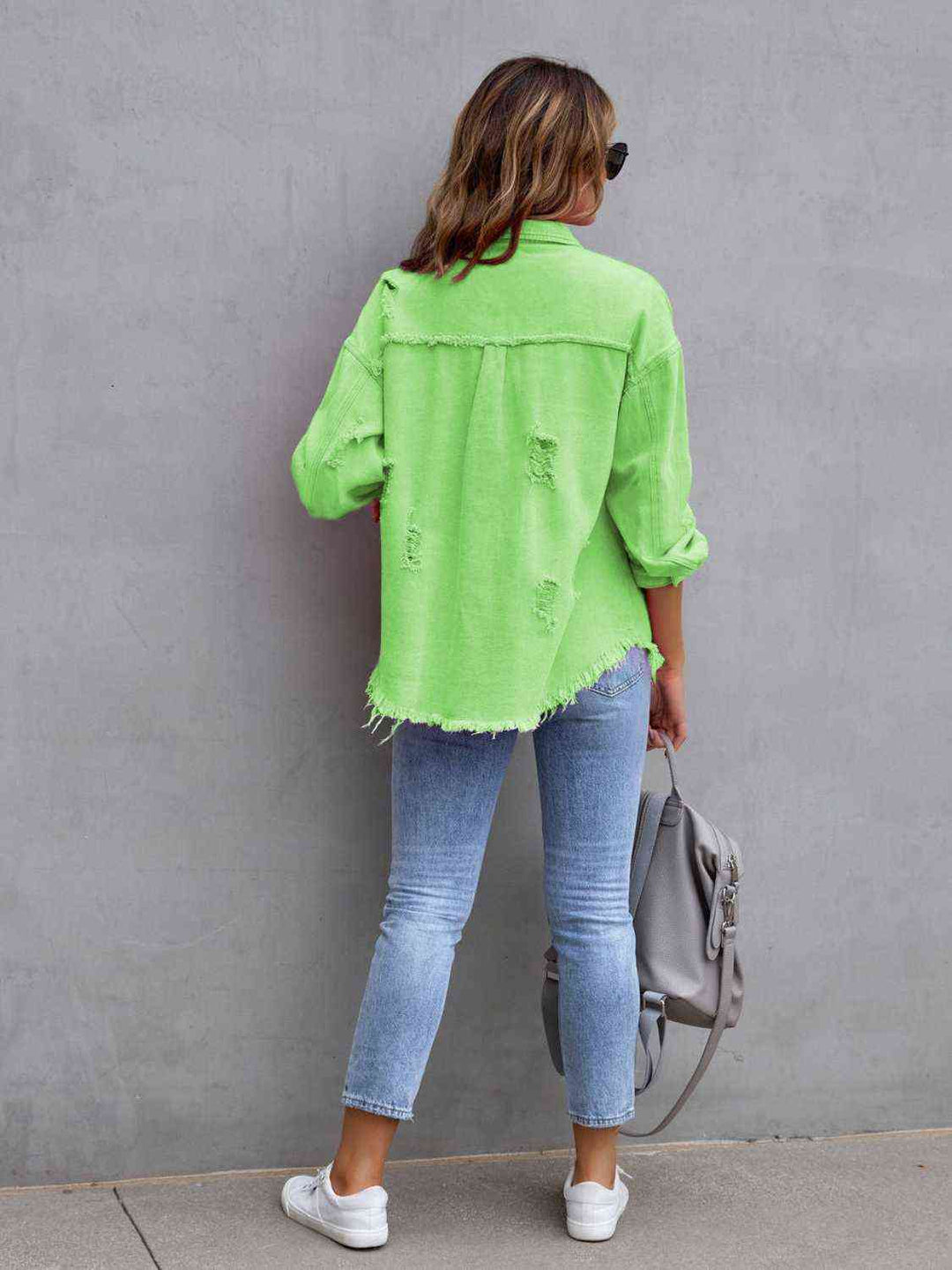 Heidi-Mode | Zerrissene Drop Shoulder Denim Jacke