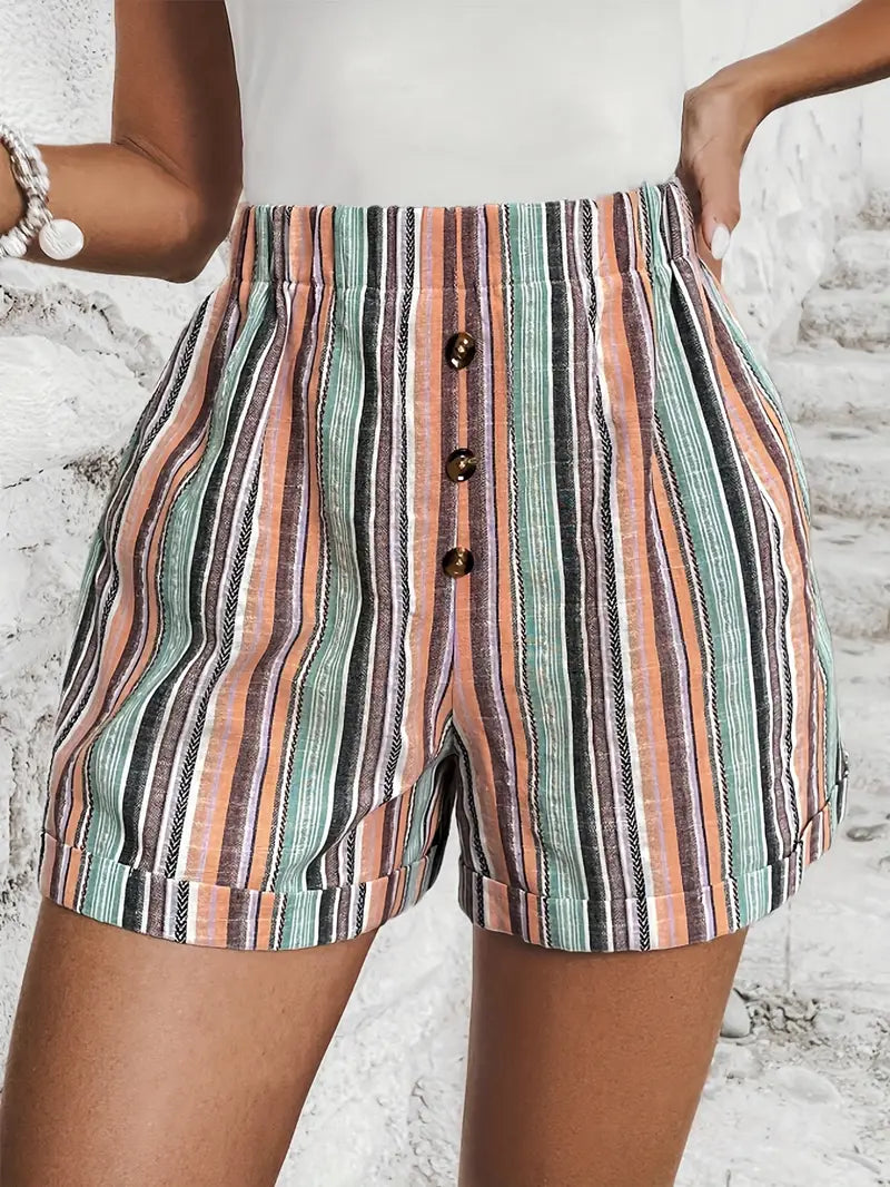 Shorts mit kontrastierenden Streifen und hoher Taille