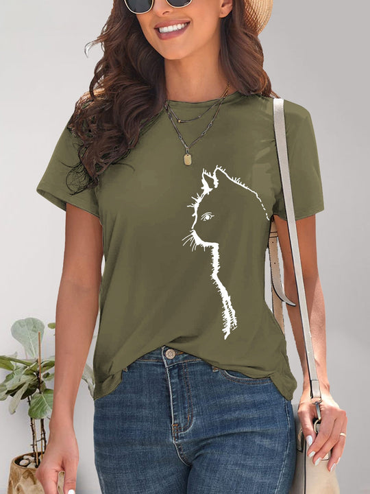 Heidi-Mode | Katzen Rundhals Kurzarm T-Shirt