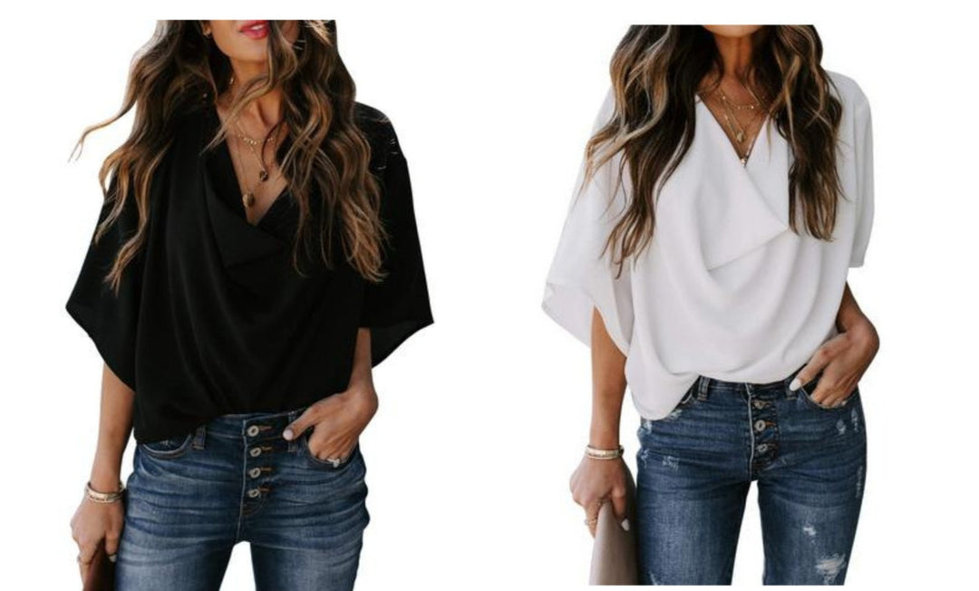 Heidi Mode | Chiffonhemd mit V-Ausschnitt