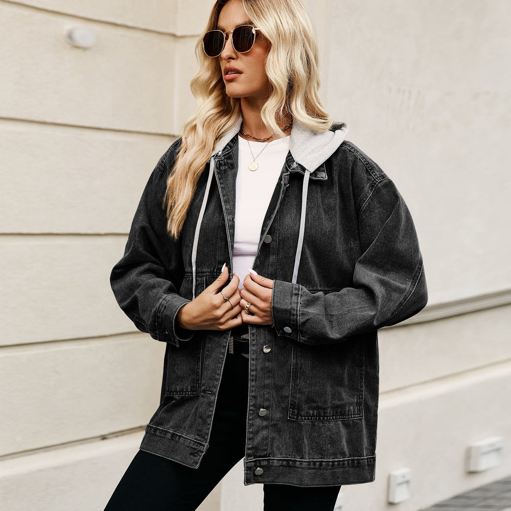 Heidi-Mode | Damen Loose Fit Denim Jacke Mit Kapuze