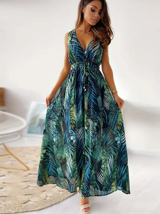 Heidi-Mode | Casual Boho Maxi-Kleid Mit Kordelzug