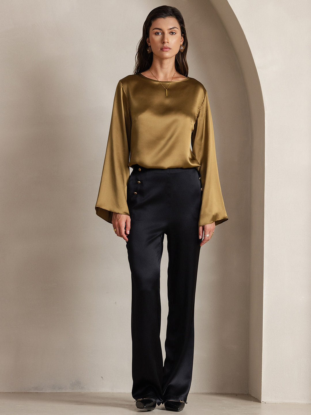 Heidi-Mode | Seiden Langarm Bluse