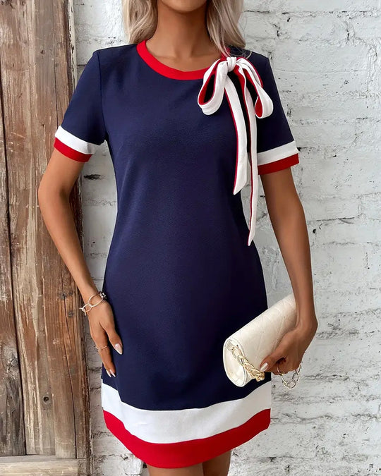 Heidi-Mode | Kleid Kurzärmlig Kontrastband