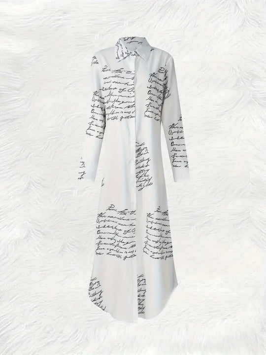 Heidi-Mode | Moderne Farbige Maxi-Bluse mit Buchdruck-Print Leichtes Sommeroutfit mit Knopfverschluss