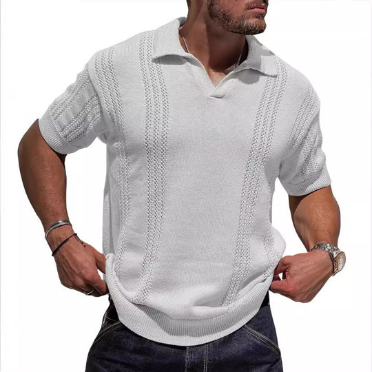 Heidi Mode | Hohles POLO-Shirt mit V-Ausschnitt
