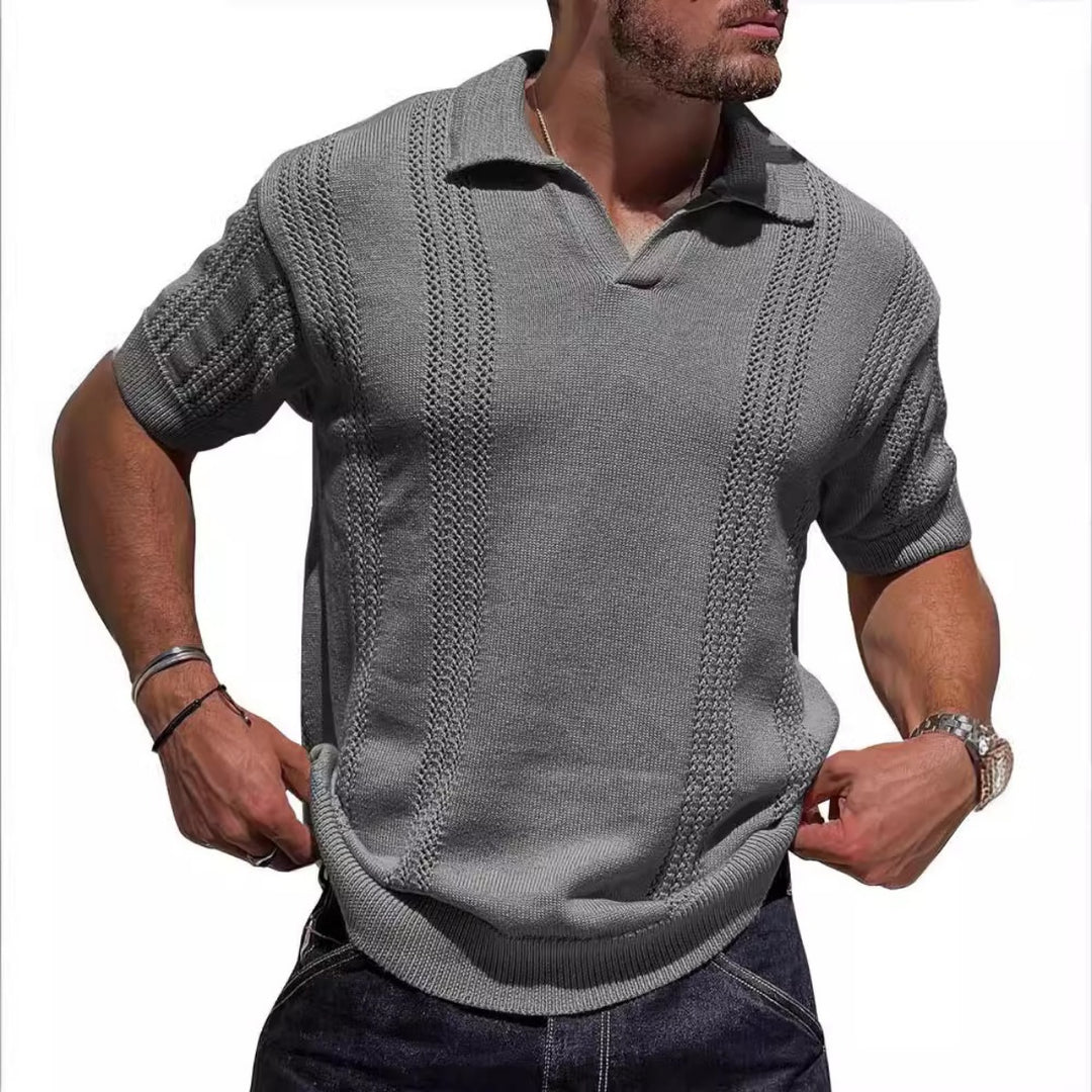 Heidi Mode | Hohles POLO-Shirt mit V-Ausschnitt