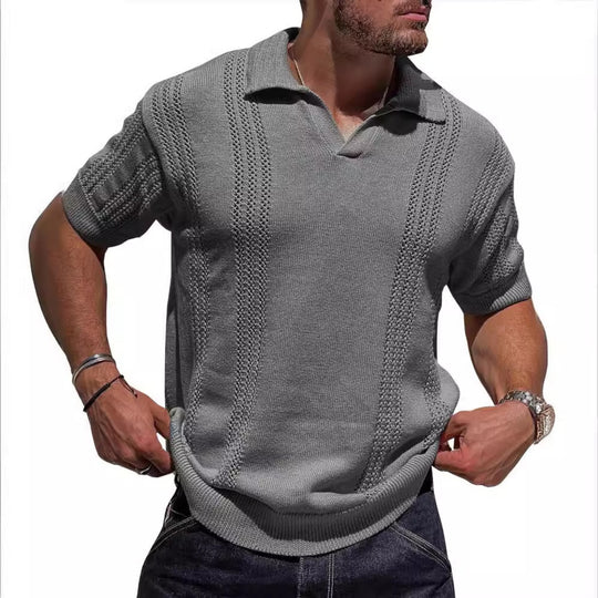 Heidi Mode | Hohles POLO-Shirt mit V-Ausschnitt