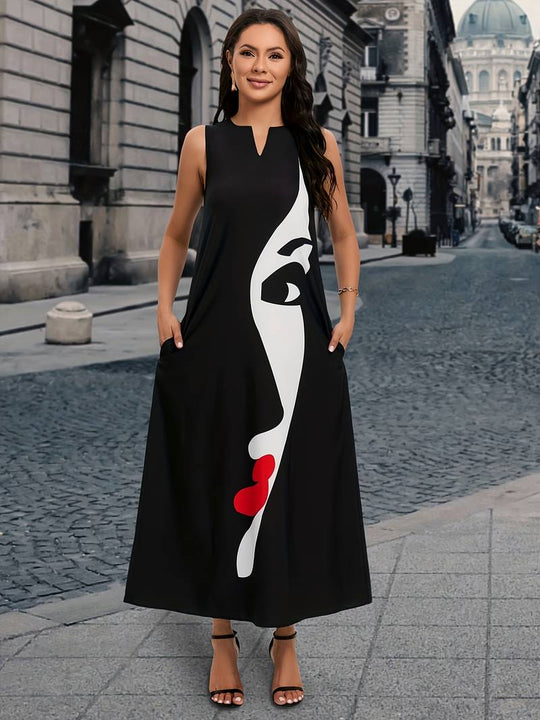 Figur Gesicht Druck Kleid