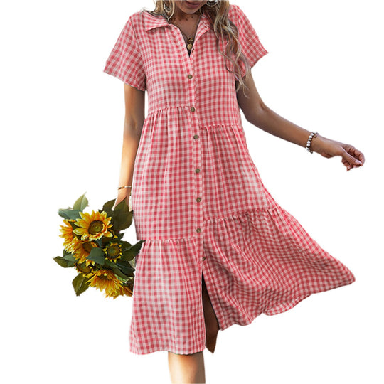 Heidi Mode | Hemdkragen kariertes Kleid