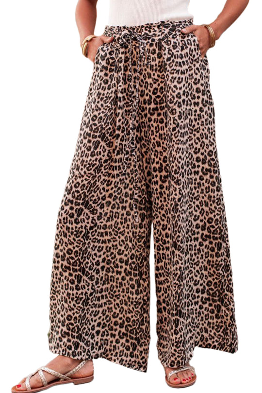 Boho-Leopard-Hose Mit Weitem Bein