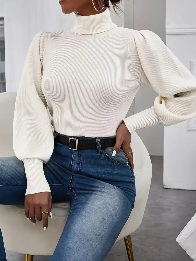 Heidi-Mode | Geschnittener Pullover mit eleganten Laternenärmeln